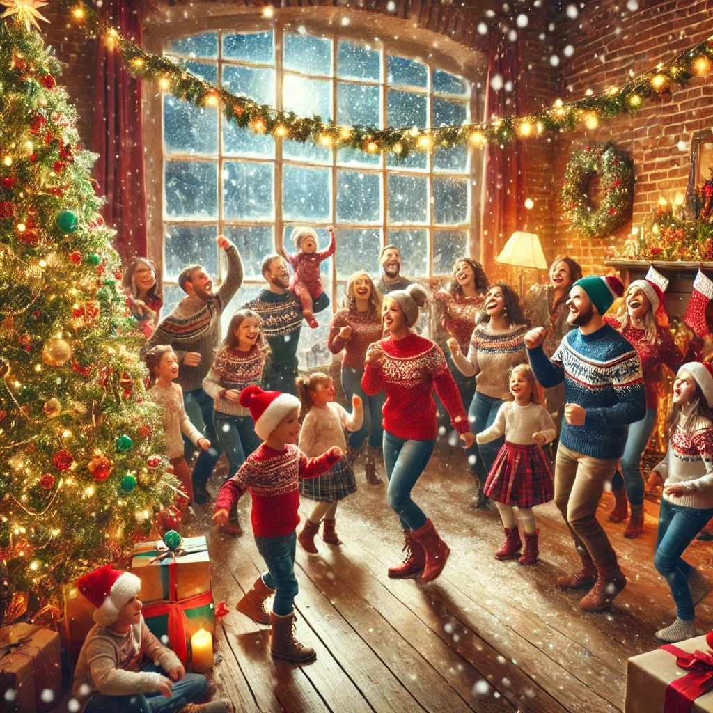 Mange mennesker rundt juletre